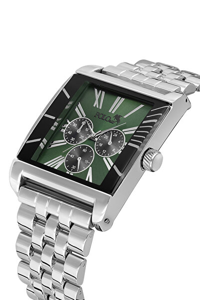 Polo Air Square Case Classic Men's Wristwatch Silver Green Color Pl-7072E3X