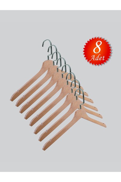 NYN Drvena (Lama Silver Hook) vješalica za bluzu, haljinu, majicu, 8 komada