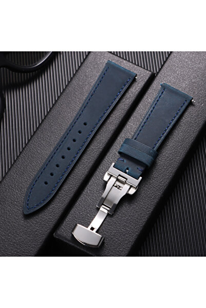 Choice13 20mm Dark Blue 19mm 21mm Genuine Calfskin Leather Watchband for Busi...