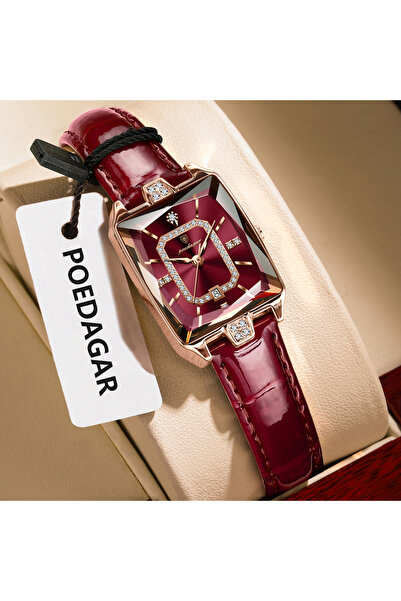 Choice5 785 Rose Gold Red Rectangle Luxury Women's Watches Waterproof Date Le...