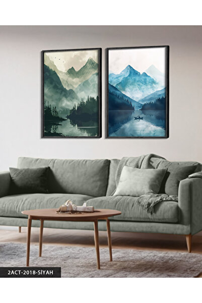 Evinemoda Отразяващ пейзаж 2-частна картина с дървена рамка ACT