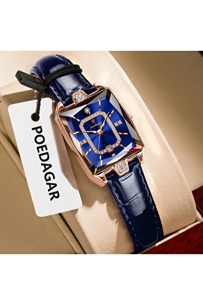 choice2 785 Rose Gold Blue Rectangle Luxury Women's Watches Waterproof Date L...