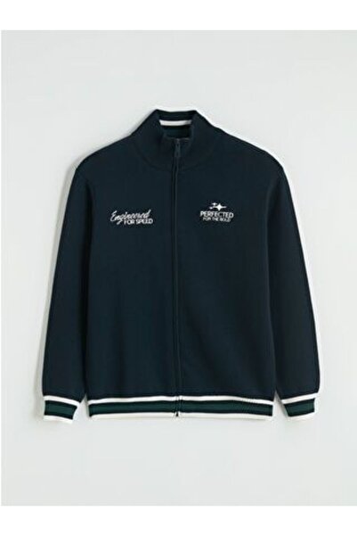 LC Waikiki Stand Collar Embroidered Men's Knitwear Cardigan