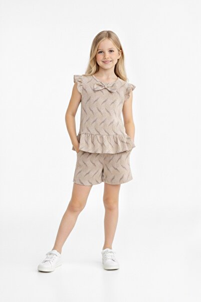 zahider Girl Child 1St Quality Ruffled Wave Pattern Summer Set