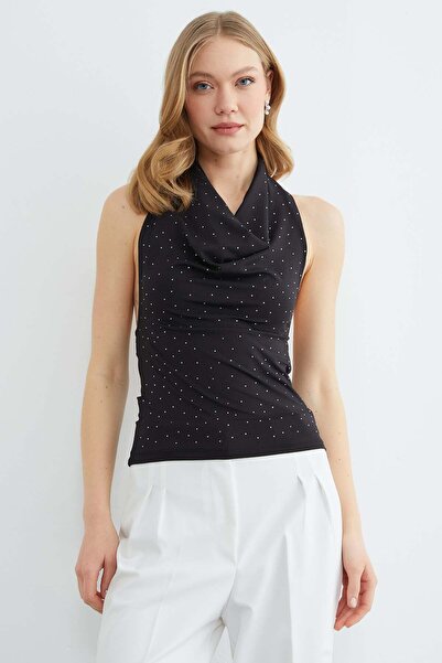 Fulla Moda Stoned Halter Neck Blouse