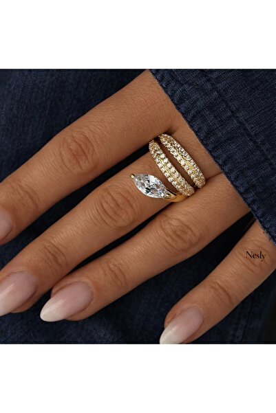neslyaccessories Marquise Stone Spiral Ring