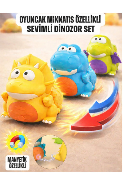LRS STORE Manyetik Oyuncak Dinozorlar Emekleme Arkadaşı Pilli Yürüyen Mıknatı...