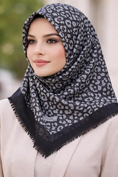 Sinem Emprime Koton Scarf - Black / White-6291-04