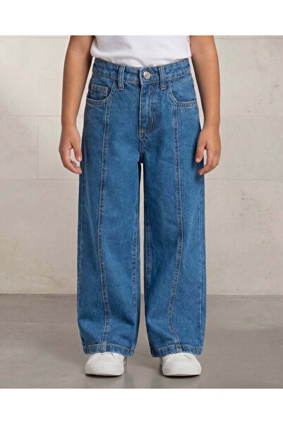 REDTAG Girls Dark Wash Wide Leg Jeans