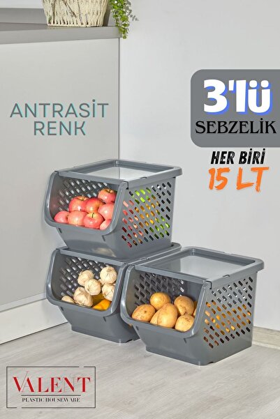 FeyzaDesign 3'lü Patates ve Soğanlık, Kapaklı Sebzelik, Oyuncak ve Banyo Düze...