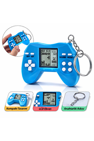 ydn Pilli Mini Oyun Konsolu Atari Anahtarliklı Tetris Mavi 6x5 cm