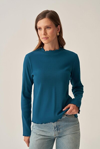 ALLDAY Body cu mânecă lungă și guler înalt Petrol-Dik