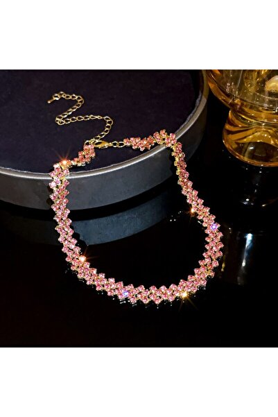 Choice3 pink Luxury Shiny Full Rhinestone Choker Necklace for Women Personali...