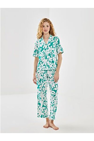 LC Waikiki Shirt Collar Floral Women's Pajamas Set