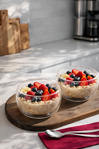 Porsima 12479 Double Wall Çift Cidarlı 2li Sunum Kasesi Sunumluk Çerezlik Sal...