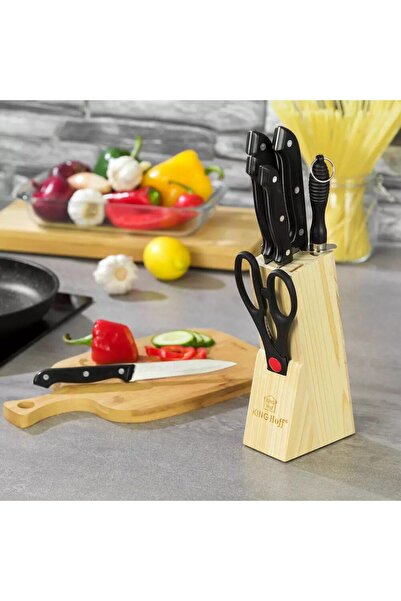 Kinghoff Kitchen knife set 8 elements, with wooden stand,