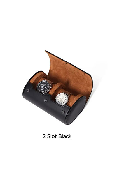 Choice5 2 Slot Black Watch Roll Travel Case Watch Box Organizer for Men with ...