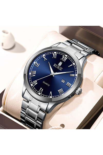 Choice نعم، ساعة رجالية أنيقة من روج باللون الأزرق، بمؤشرات رومانية، بتصميم ب...