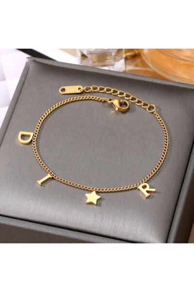 choice2 Gold Color Fashion Letter Star Pendant Bracelet For Women Simple Stai...