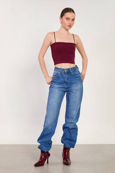 BARRELS AND OIL Women's Straight Jean Pants - Dark Blue