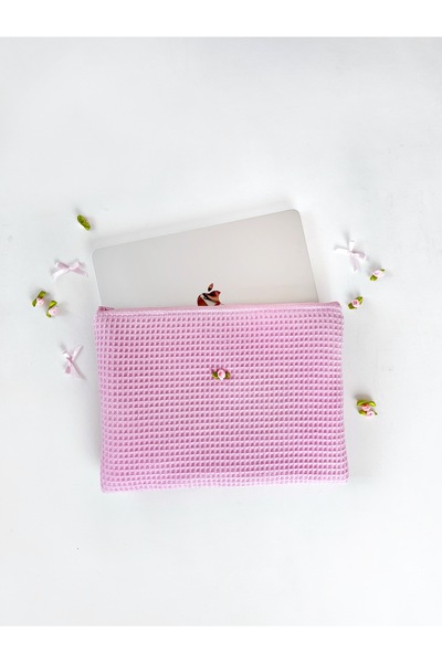 Pembe Macbook Laptop Tablet Kılıfı 11-13-14-15 inç Yumuşak Astarlı Koruyucu
