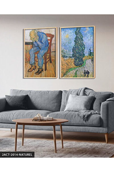 Evinemoda Vincent Van Gogh Works 2 Piece Wooden Framed Painting Act