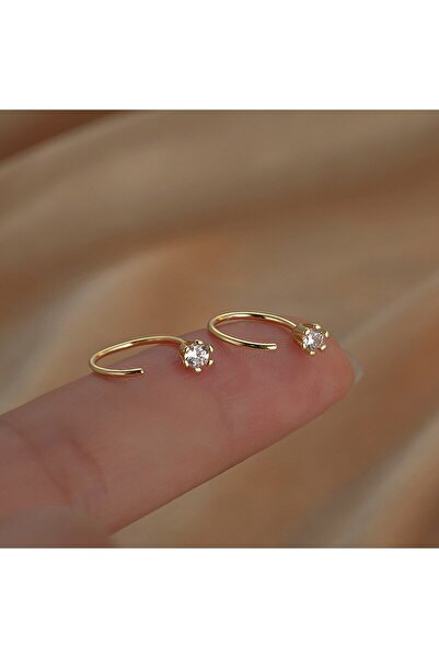 Choice HE8914 10mm Round Hoop Earrings For Women Temperament Inlaid Zircon Ea...