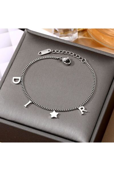 Choice1 White Fashion Letter Star Pendant Bracelet For Women Simple Stainless...