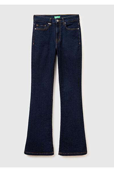 United Colors of Benetton Women's dark blue cotton blend regular waist spanis...