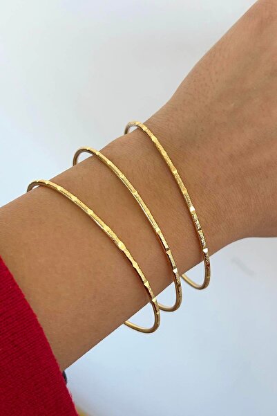 TAKIŞTIR Altın Renk 3'lü Çelik Ajda Bilezik