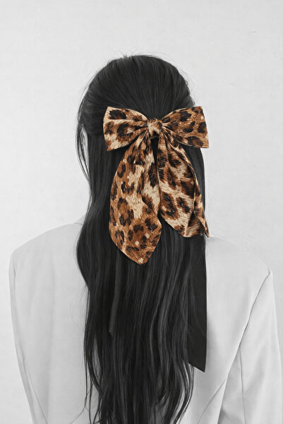 Katia&Bony Αυτόματη πόρπη με σχέδιο λεοπάρ και φιόγκο, καφέ