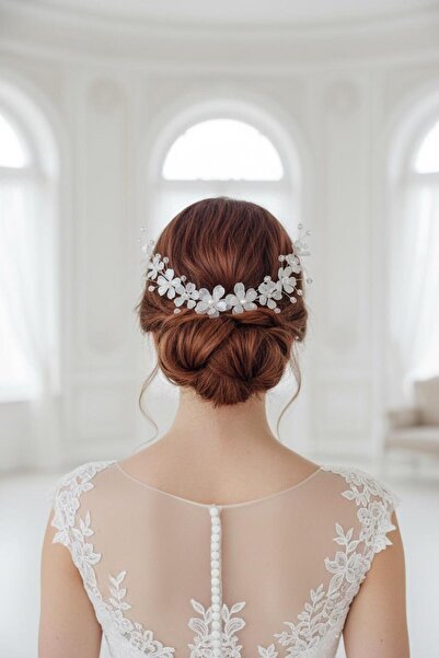 Runkli Adams Çiçekli Gelin Tokası Gelin Tacı