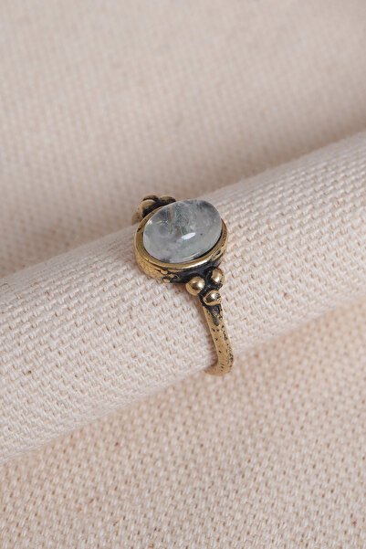 Süspüs Accessories White Quartz Stone Adjustable Oval Authentic Ring