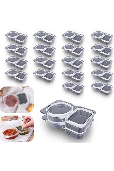 Arabest 20 Pack Double Compartment Condiment Container with Lid , Sampling, T...