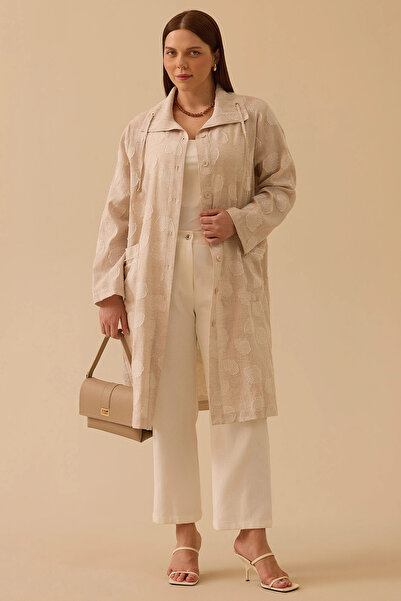 Gala-Xi Galaxi Women's Large Size Turn-Down Collar Linen Cap 4009 Beige