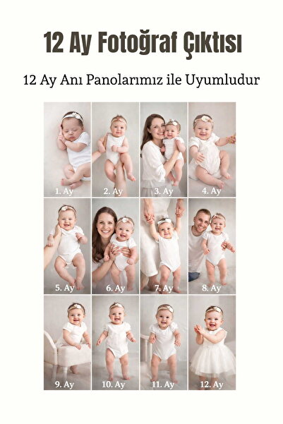 Gralanda 12 Ay Doğum Günü Fotoğraf Anı Panosu İçin Yüksek Çözünürlüklü 12 Ade...