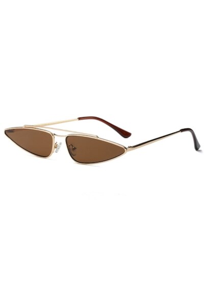 DYSTYLE - Retro Triangular Aviator Sunglasses, Unisex, Brown Lens