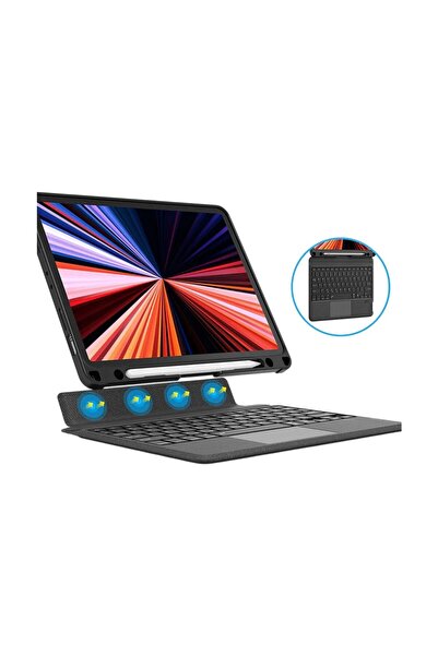 WIWU iPad Air (M3) (2025) Siyah Mag Touch Combo Led Işıklı Magnetik Standlı K...