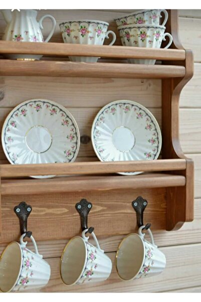 FeyzaDesign Şık Ahşap Baharatlık Terek ve Duvar Rafı ile Kahve Köşenize Zarafet