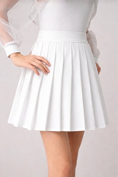 MRDN MODA Kız çocuğu yüksek bel pileli kloş etek