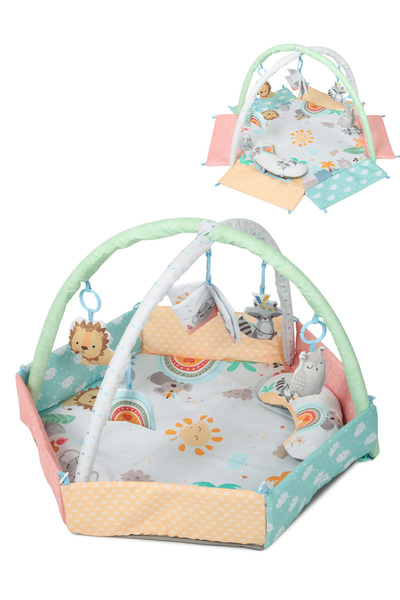 KidLe بساط ألعاب للأطفال 3 في 1، بساط لعب للرضع مع ألعاب معلقة ومركز أنشطة لو...