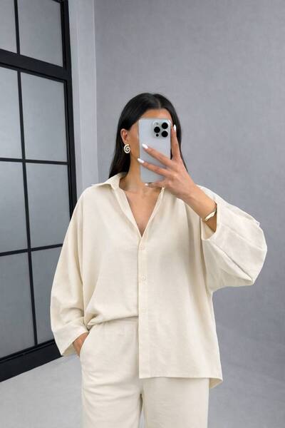 ÇEÇİM Set casual pentru femei supradimensionat guler de cămașă ZYN-58898