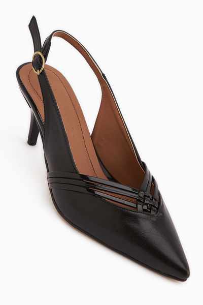 Limoya Pantofi de damă cu toc subțire și cataramă neagră Olive