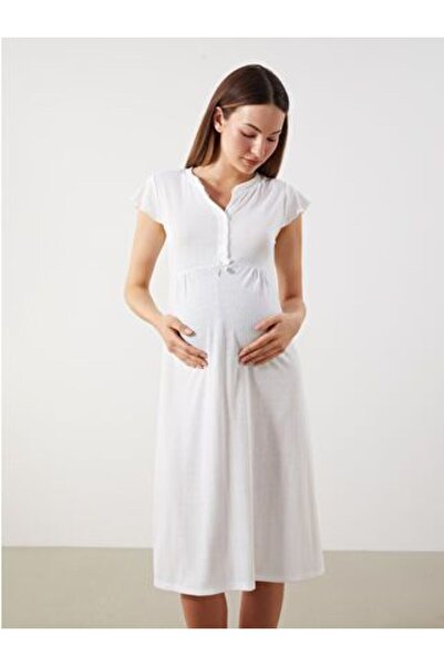 LC Waikiki Kaçık Collar Openwork Maternity Nightgown