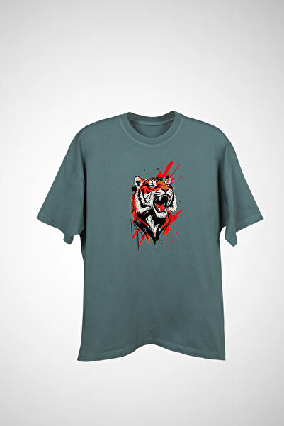California ST Unisex 100% Cotton Tiger Printed Oversized T-Shirt - Artistic D...