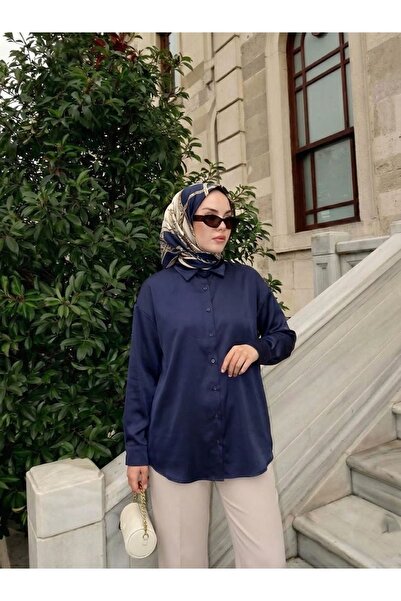 Lunsera Store تونيك من الساتان - أزرق داكن