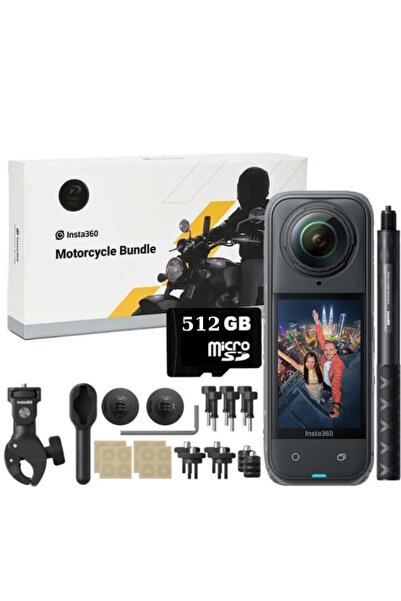 Insta360 X5 Aksiyon Kamera + Motosiklet Montaj Seti (512GB MicroSD Kartlı)