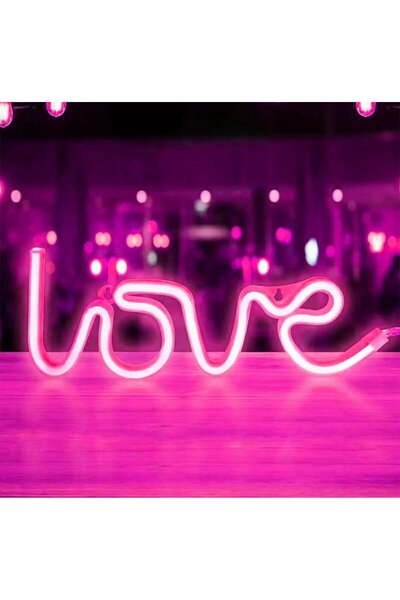 zola Lampa decorativa LED, neon, model love, lumina violet, alimentare bateri...