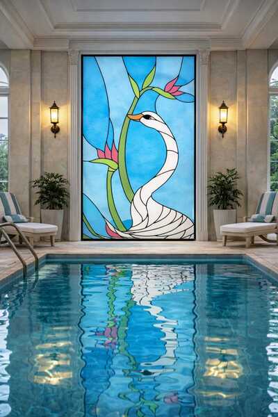 burawall şeffaf vitray desen yapışkanlı cam folyo 90cmx 2 metre