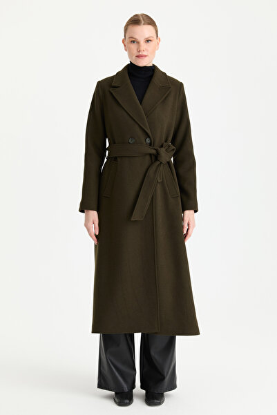 Esswaap Çift Düğmeli Manto Haki